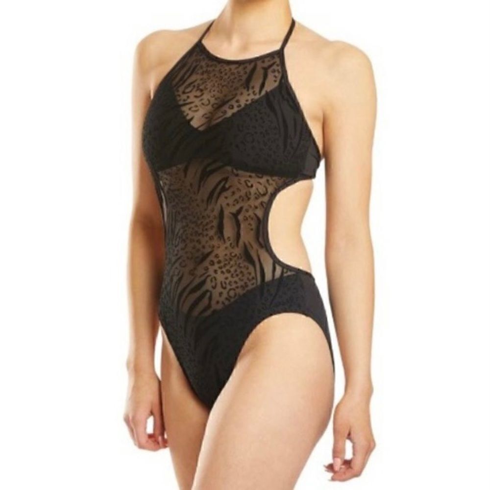 KENNETH COLE NY Sheer Pleasure Bandeau One Piece Black Swimsuit • MSRP $168 - Picture 3 of 12